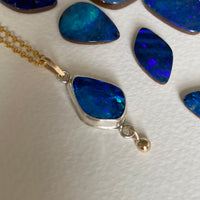 Australian Opal Pendant Necklace, October Birthstone Necklace