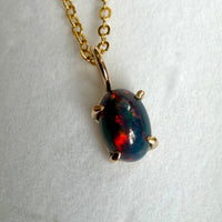 Ethiopian Black Opal Pendant Necklace, October Birthstone