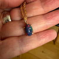 Ethiopian Black Opal Pendant Necklace, October Birthstone