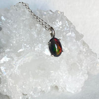 Ethiopian Black Opal Pendant Necklace, October Birthstone Necklace