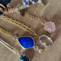Ethiopian Black Opal Pendant Necklace, October Birthstone Necklace