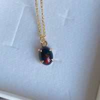 Ethiopian Black Opal Pendant Necklace, October Birthstone