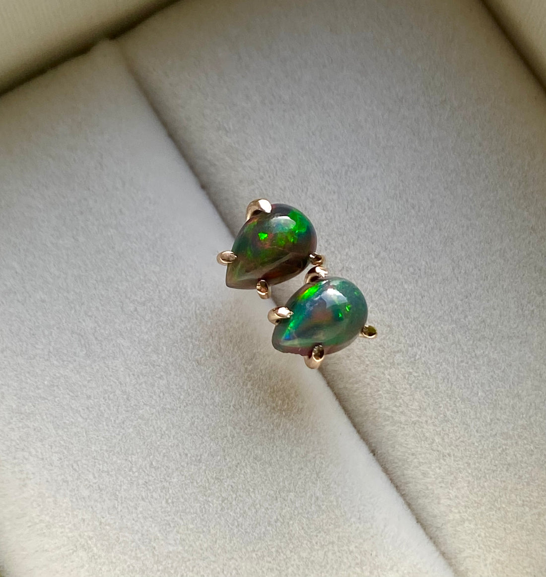 Ethiopian Black Opal Stud Earrings, October Birthstone Earrings