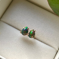 Ethiopian Black Opal Stud Earrings, October Birthstone Earrings