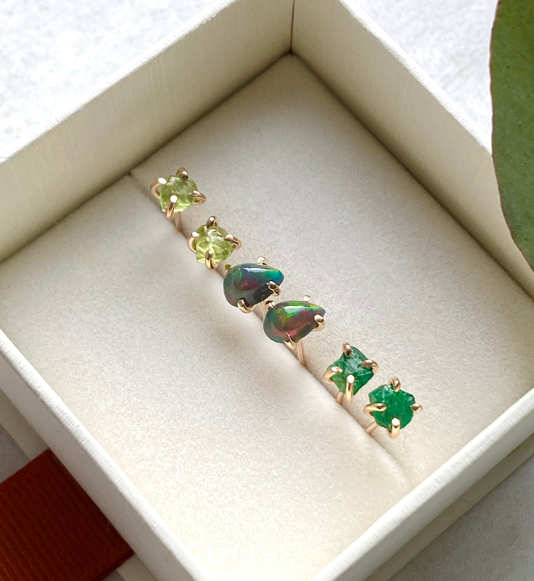 Raw Brazilian Peridot Stud Earrings, August Birthstone Earrings