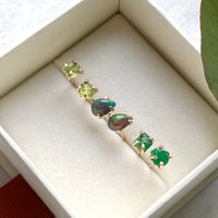 Raw Brazilian Peridot Stud Earrings, August Birthstone Earrings
