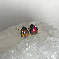 Ethiopian Black Opal 18k Gold Stud Earrings, October Birthstone Earrings
