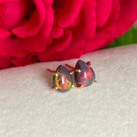 Ethiopian Black Opal 18k Gold Stud Earrings, October Birthstone Earrings