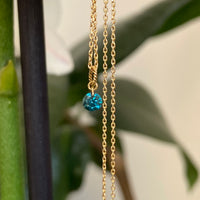 Blue Diamond Necklace, 18k Gold and Diamond Necklace, April Birthstone