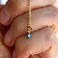 Blue Diamond Necklace, 18k Gold and Diamond Necklace, April Birthstone