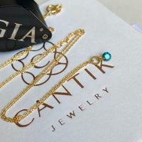 Blue Diamond Necklace, 18k Gold and Diamond Necklace, April Birthstone