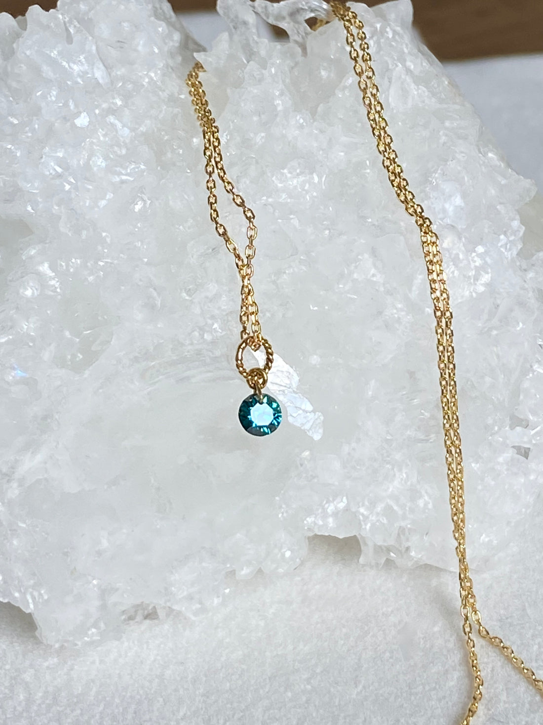 Blue Diamond Necklace, 18k Gold and Diamond Necklace, April Birthstone