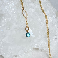 Blue Diamond Necklace, 18k Gold and Diamond Necklace, April Birthstone
