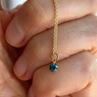 Blue Diamond Necklace, 18k Gold and Diamond Necklace, April Birthstone
