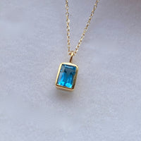 Swiss Blue Topaz Pendant Necklace, November Birthstone Necklace