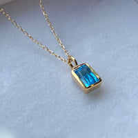 Swiss Blue Topaz Pendant Necklace, November Birthstone Necklace