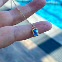 Swiss Blue Topaz Pendant Necklace, November Birthstone Necklace