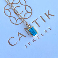 Swiss Blue Topaz Pendant Necklace, November Birthstone Necklace