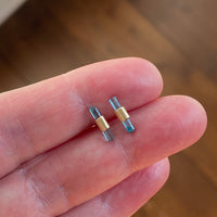 Raw Blue Tourmaline Stud Earrings, October Birthstone Earrings