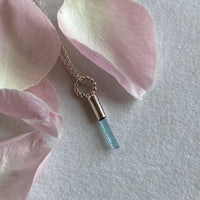 Blue Tourmaline Crystal Pendant Necklace, October Birthstone