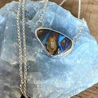Australian Boulder Opal Pendant Necklace, October Birthstone Necklace