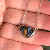 Australian Boulder Opal Pendant Necklace, October Birthstone Necklace