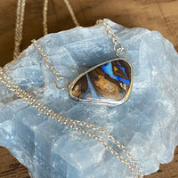Australian Boulder Opal Pendant Necklace, October Birthstone Necklace