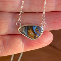 Australian Boulder Opal Pendant Necklace, October Birthstone Necklace