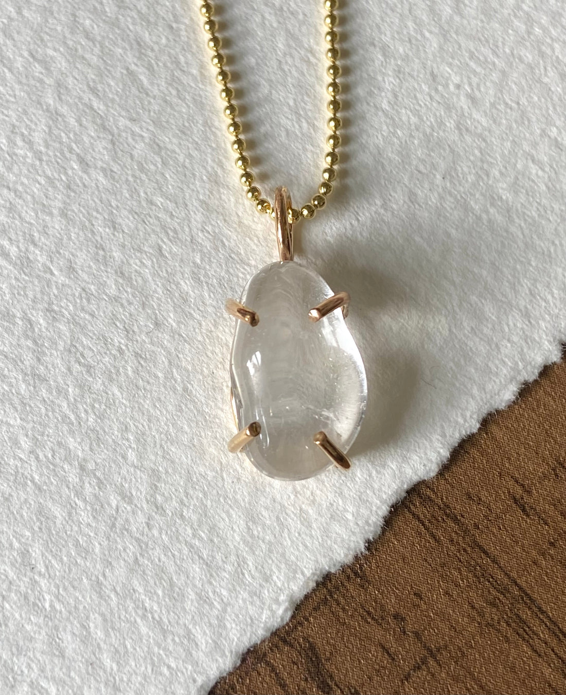 Brazilian Rock Quartz Crystal Pendant Necklace, April Birthstone