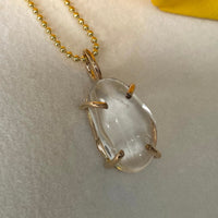 Brazilian Rock Quartz Crystal Pendant Necklace, April Birthstone