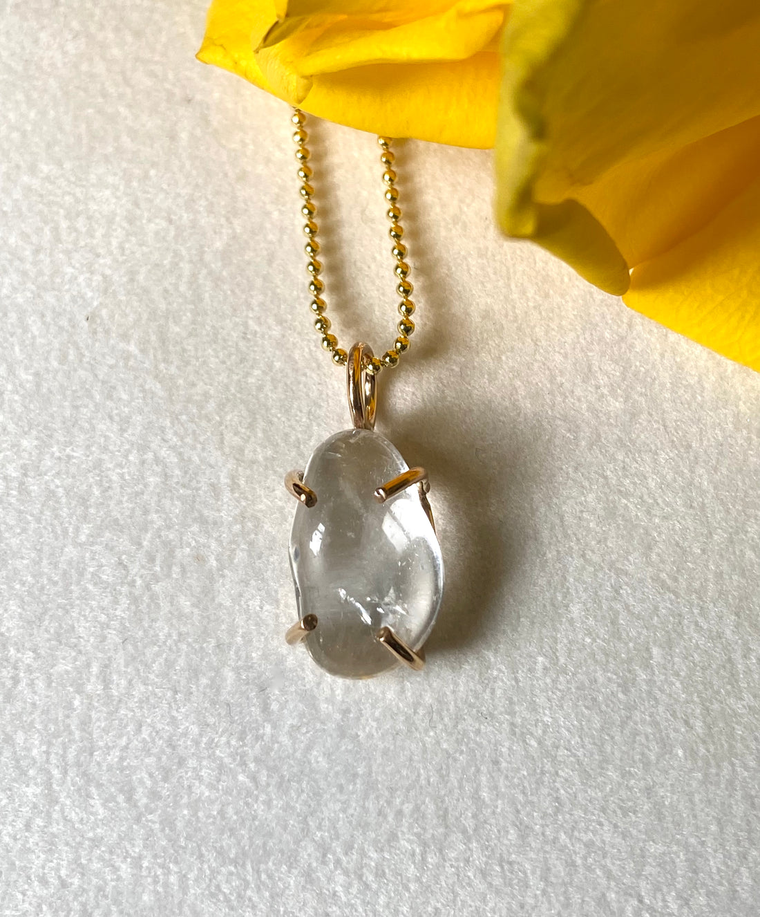 Brazilian Rock Quartz Crystal Pendant Necklace, April Birthstone