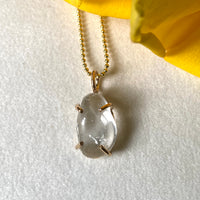 Brazilian Rock Quartz Crystal Pendant Necklace, April Birthstone