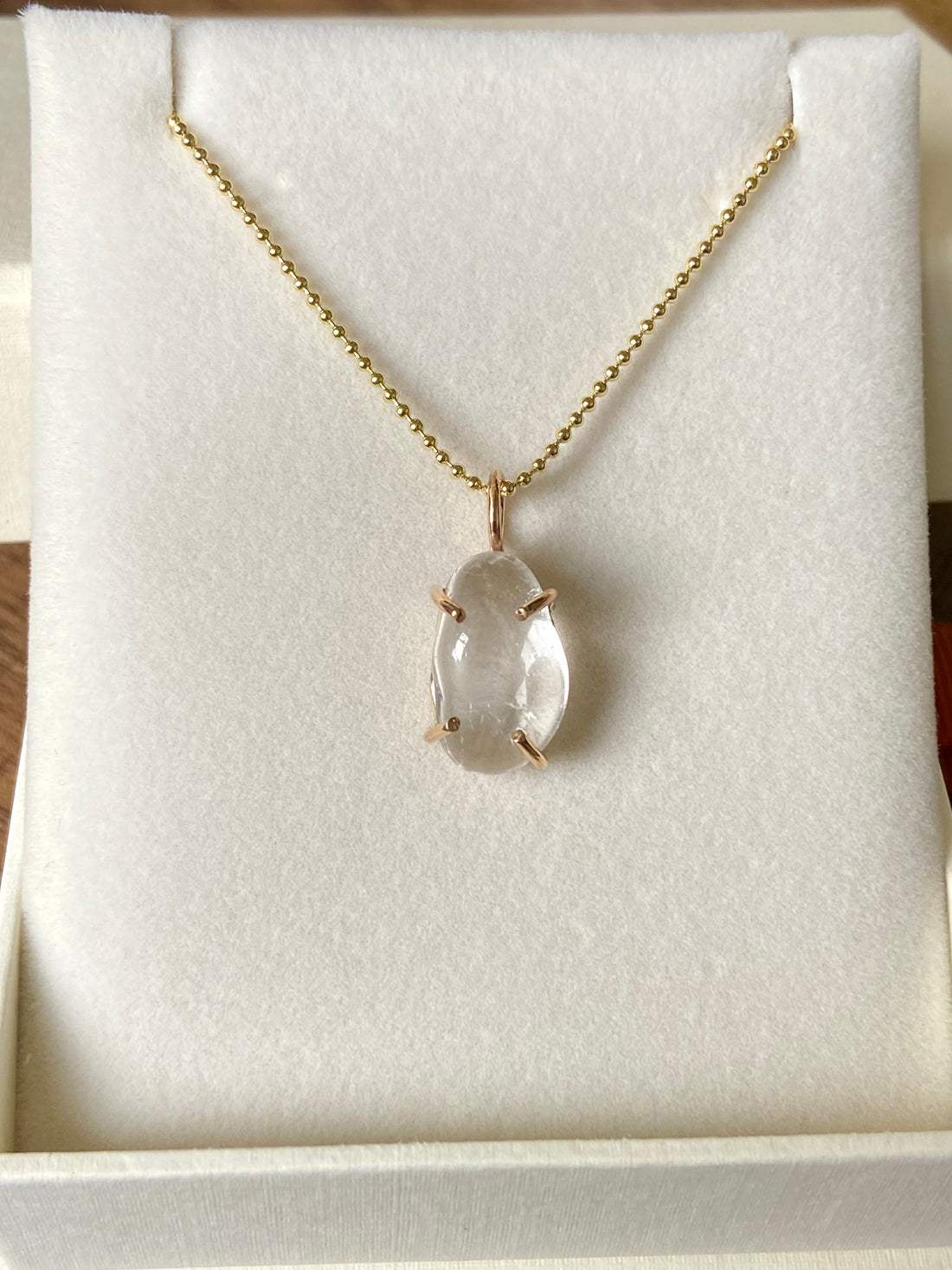 Brazilian Rock Quartz Crystal Pendant Necklace, April Birthstone