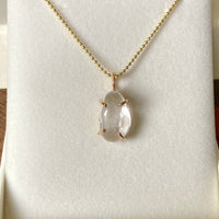 Brazilian Rock Quartz Crystal Pendant Necklace, April Birthstone