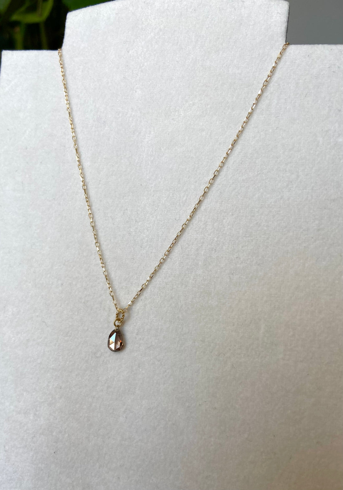 Cognac Brown Diamond Necklace, 18k/14k Gold and Diamond Necklace, April Birthstone Necklace