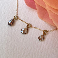 Cognac Brown Diamond Necklace, 18k/14k Gold and Diamond Necklace, April Birthstone Necklace