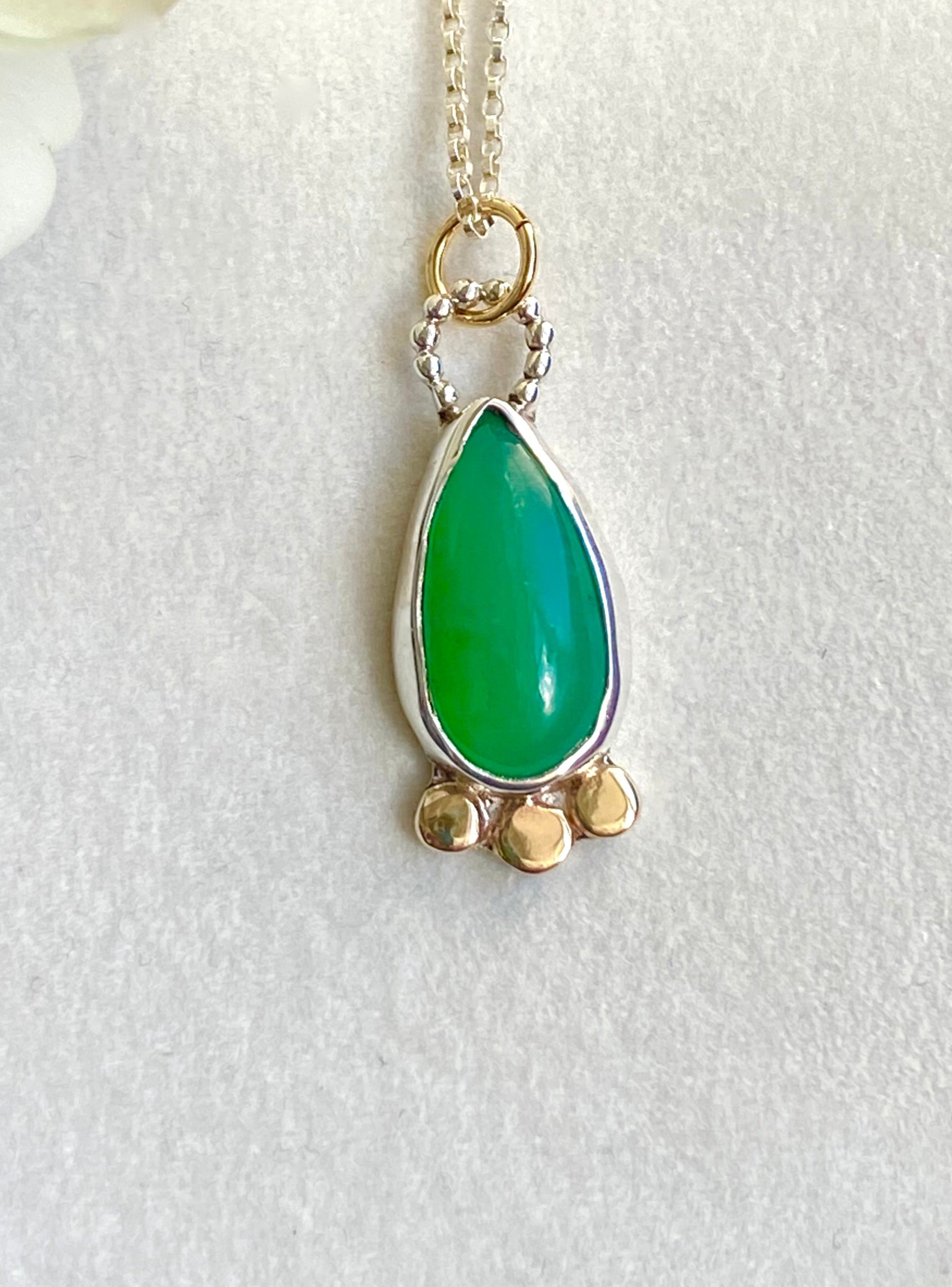 ポメころび様　グリーンバンデッドオニキス　チャーム　14kgf　他2点 chrysoprasependant_australianc