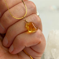 Raw Brazilian Citrine Pendant Necklace, November Birthstone