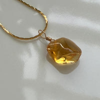 Raw Brazilian Citrine Pendant Necklace, November Birthstone