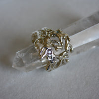 Silver Coral Statement Ring with Pink Sapphire, September Birthstone Ring
