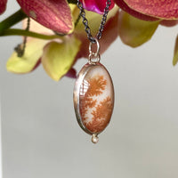 Dendritic Agate and Rough Diamond Pendant Necklace