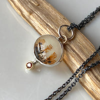 Dendritic Agate and  Orange Sapphire Pendant Necklace