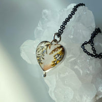 Dendritic Agate Heart Pendant Necklace