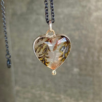 Dendritic Agate Heart Pendant Necklace