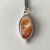 Dendritic Agate and Rough Diamond Pendant Necklace
