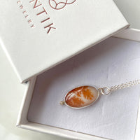 Dendritic Agate and Rough Diamond Pendant Necklace