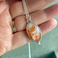 Dendritic Agate and Rough Diamond Pendant Necklace