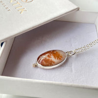 Dendritic Agate and Rough Diamond Pendant Necklace