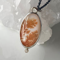 Dendritic Agate and Rough Diamond Pendant Necklace