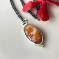 Dendritic Agate and Rough Diamond Pendant Necklace